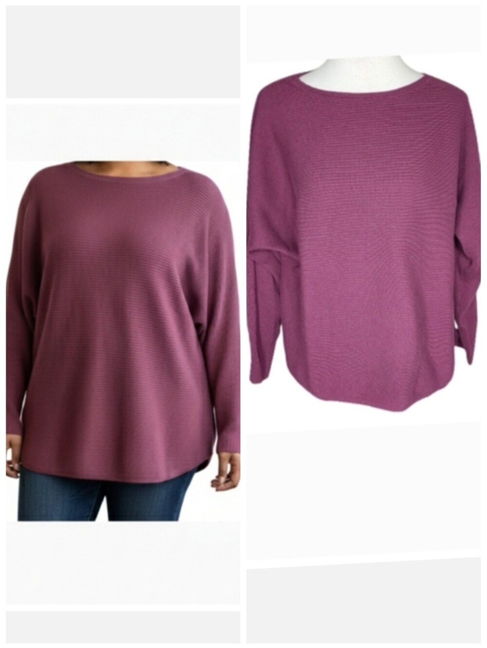 Sonoma women's plus size burgundy slouchy ribbed sweater Women's plus size 1X